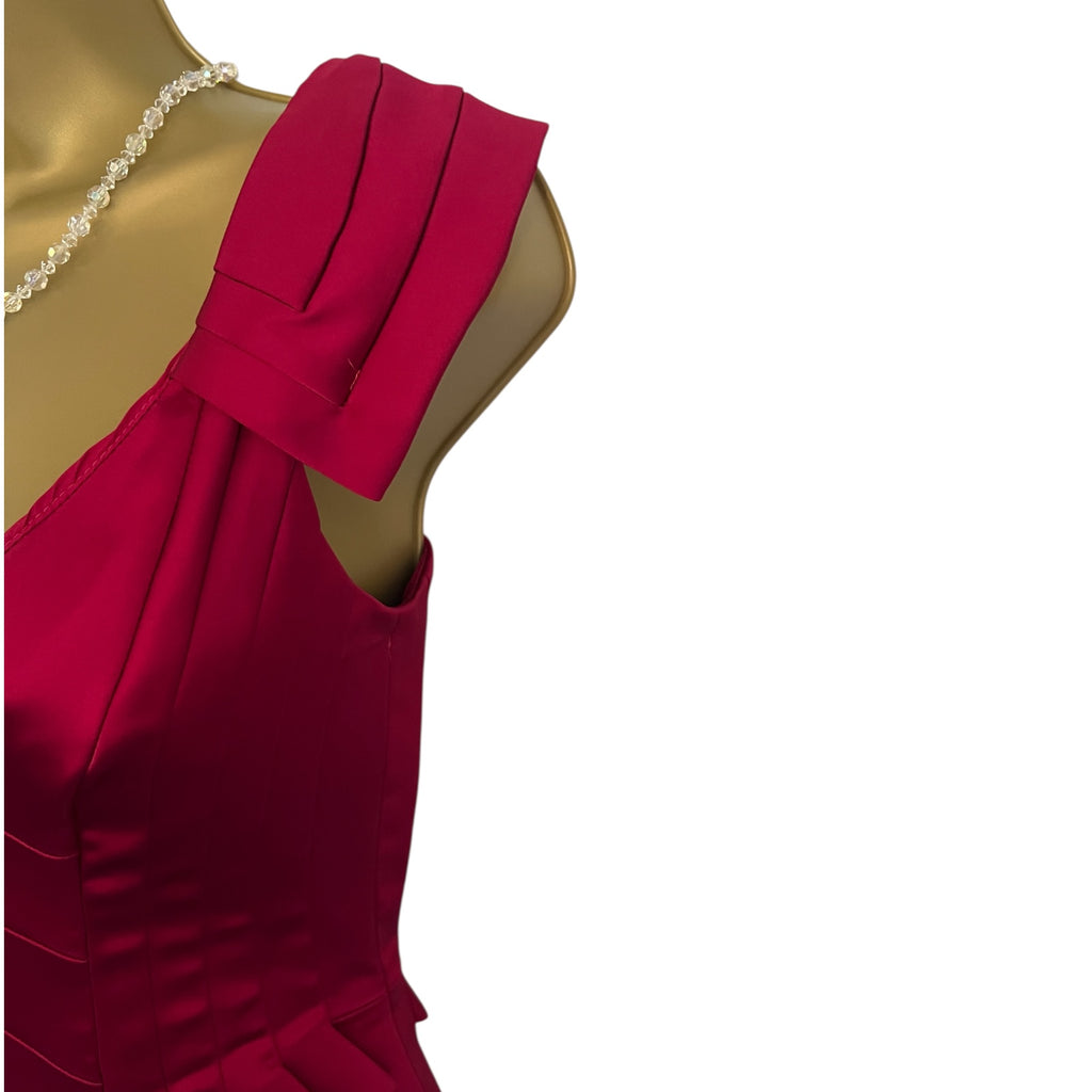 Karen Millen Red Satin Bodycon Sleeveless Cocktail Dress Sexy UK 8
