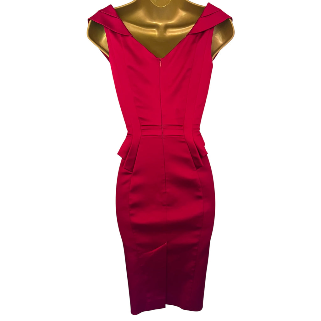 Karen Millen Red Satin Bodycon Sleeveless Cocktail Dress Sexy UK 8