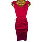 Karen Millen Red Satin Bodycon Sleeveless Cocktail Dress Sexy UK 8