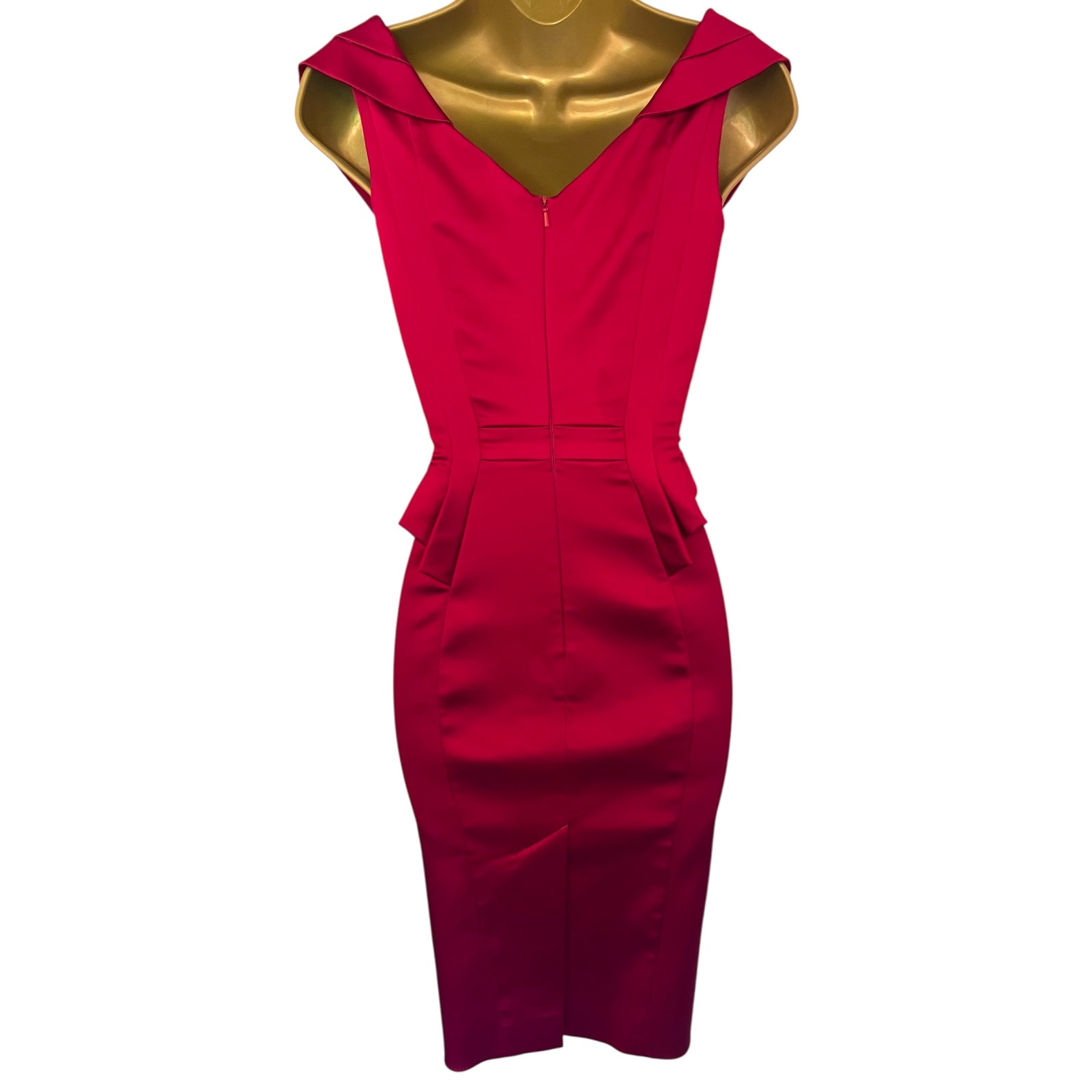 Karen Millen Red Satin Bodycon Sleeveless Cocktail Dress Sexy UK 8