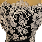 Linea Raffaelli Black Mesh Ivory Lace Silk Floral Dress UK 14