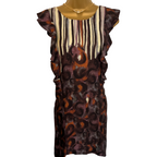 Whistles Silk Tunic Frill Front Sleeveless Dress UK 8
