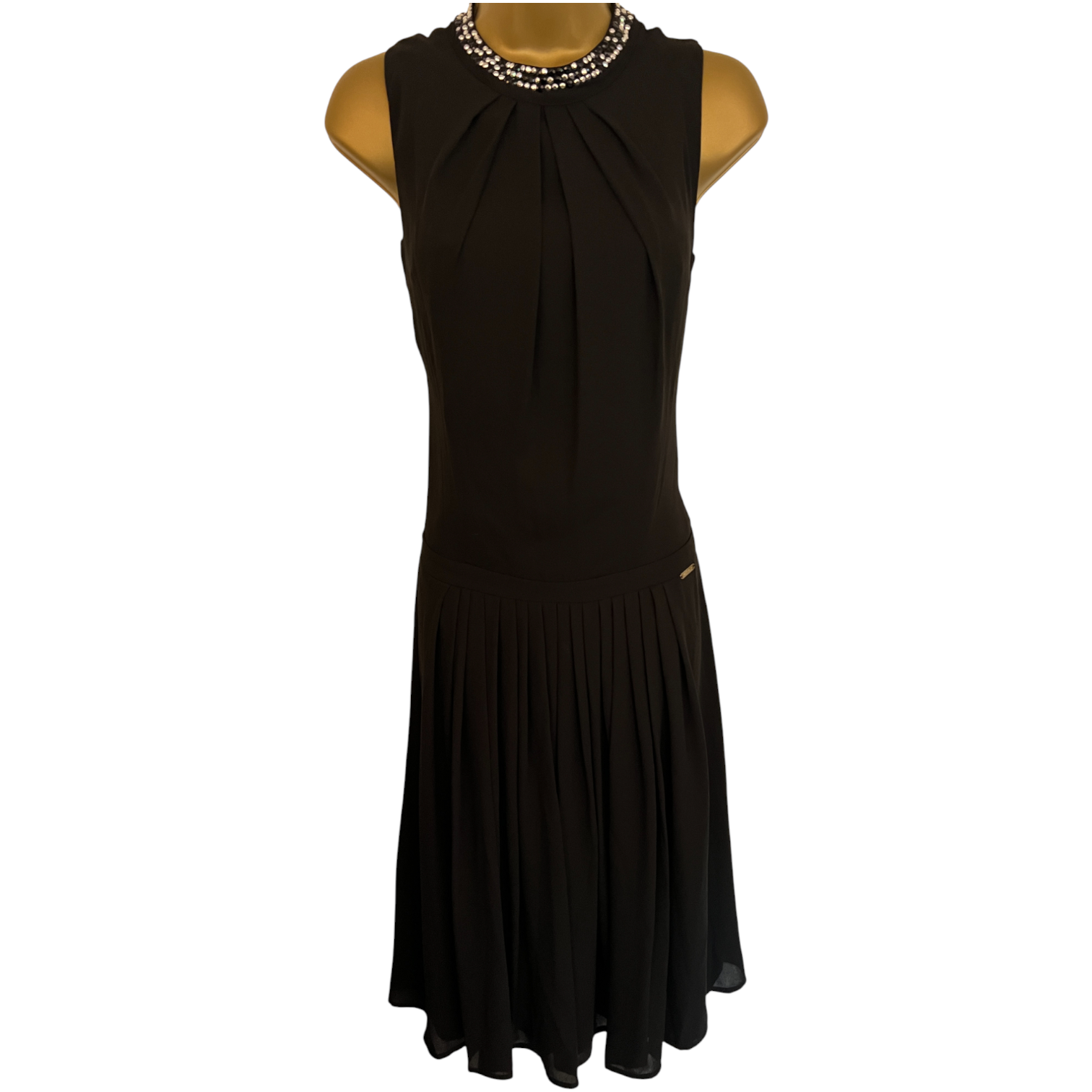 Marciano Guess Black Backless Pleated Dress UK 8