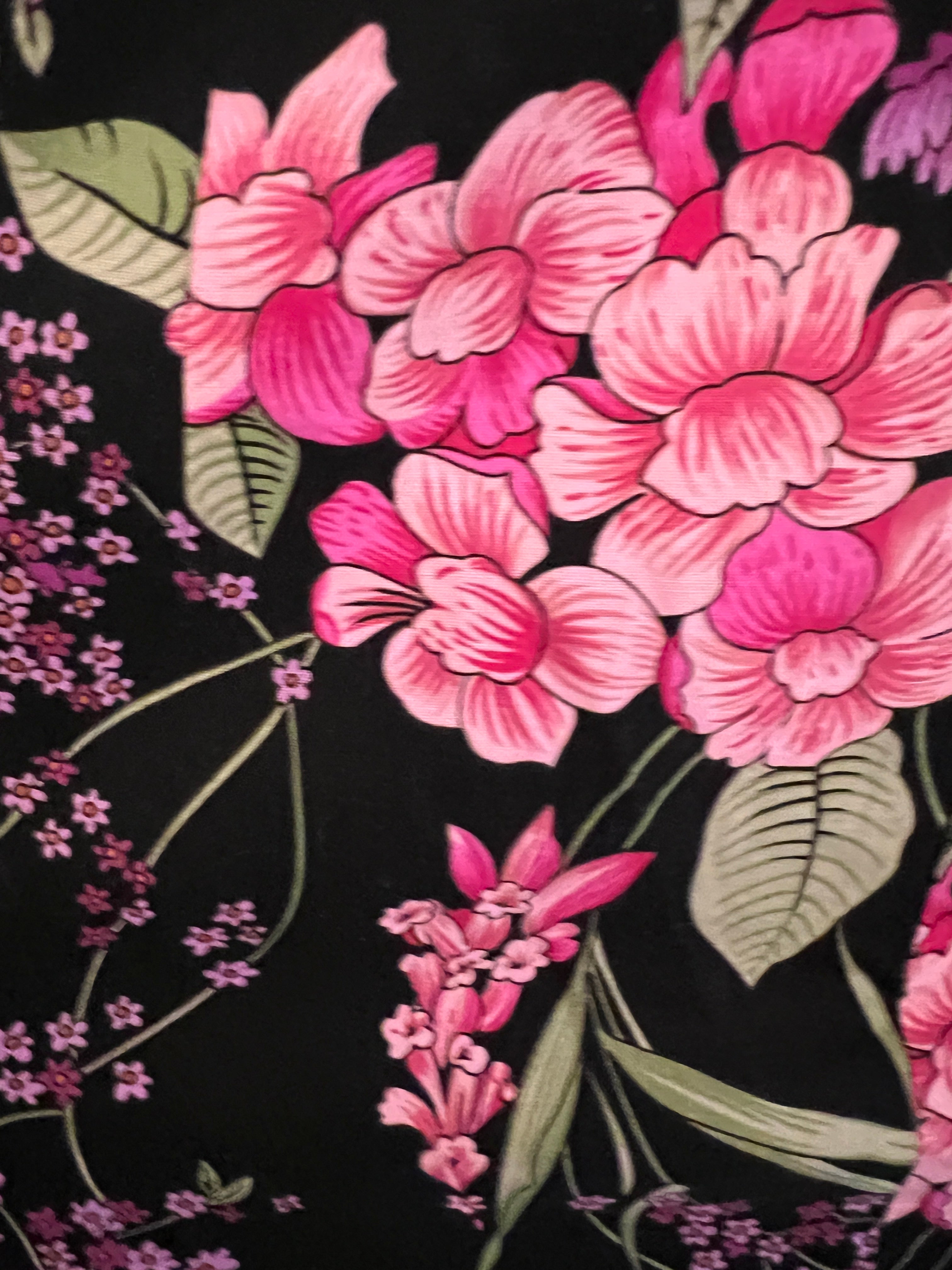 Monsoon Black & Pink Floral Cotton Halter Neck Dress UK 8