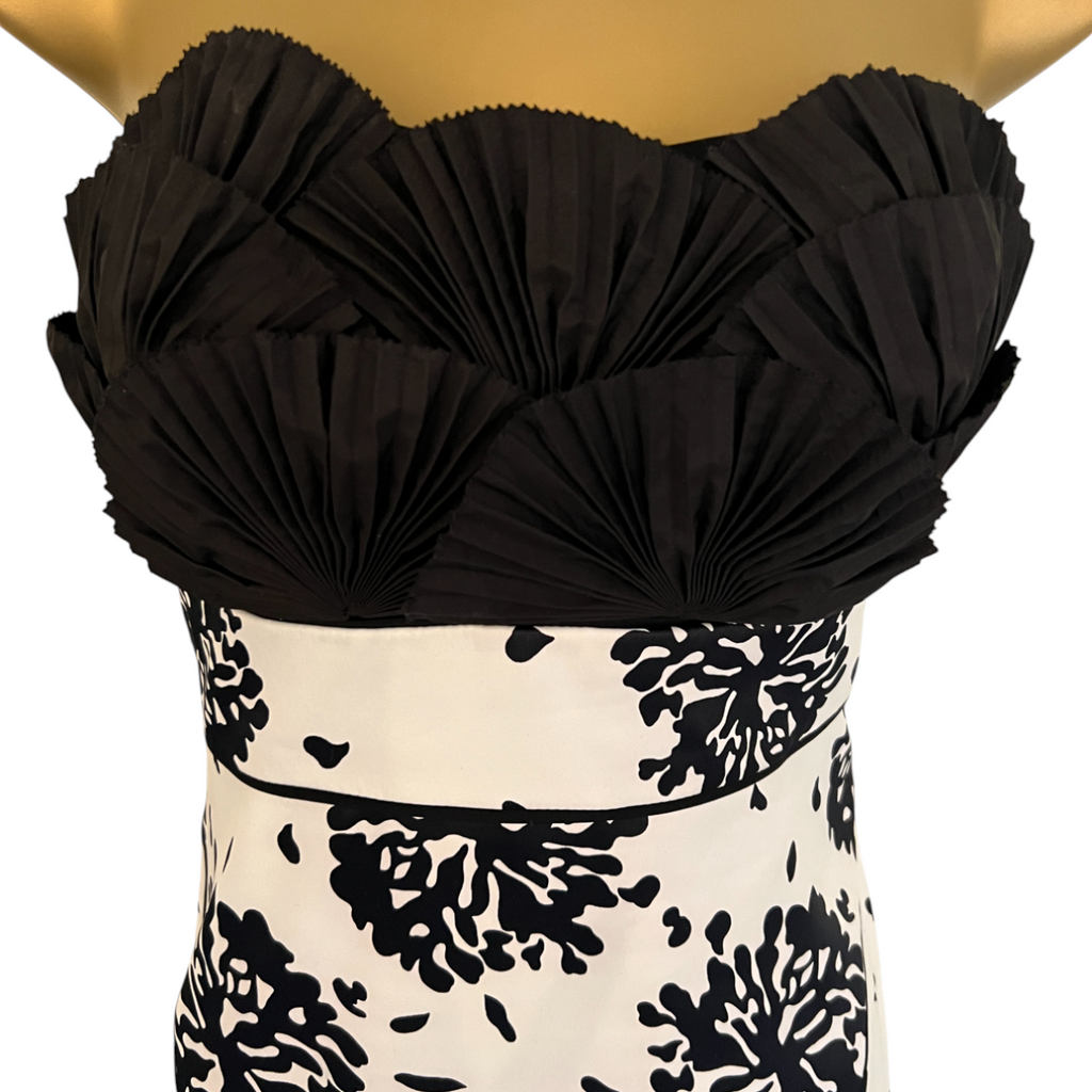 Kate Cooper Black White Scallop Satin Dress UK 8
