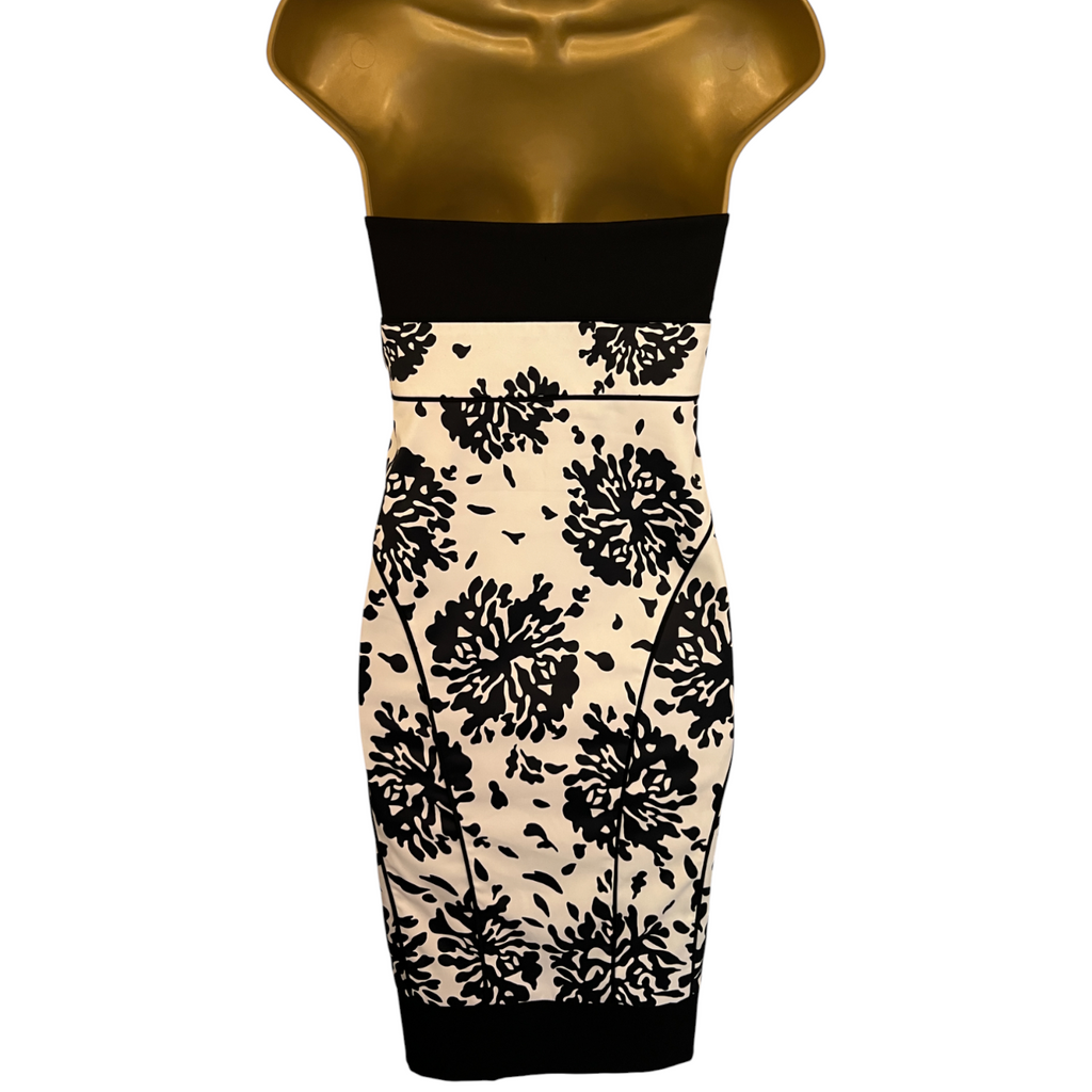 Kate Cooper Black White Scallop Satin Dress UK 8