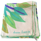 Jeanne Lanvin Rare Vintage Greens & Cream Silk Floral Scarf