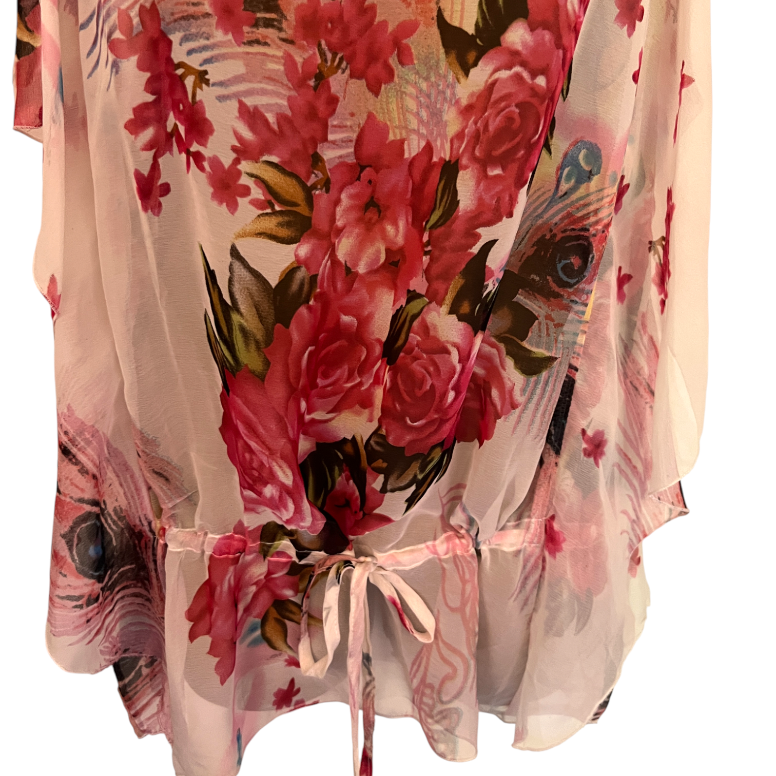 Zuppe Pink Cream Floral Floaty Sleeveless Chiffon Top UK 10
