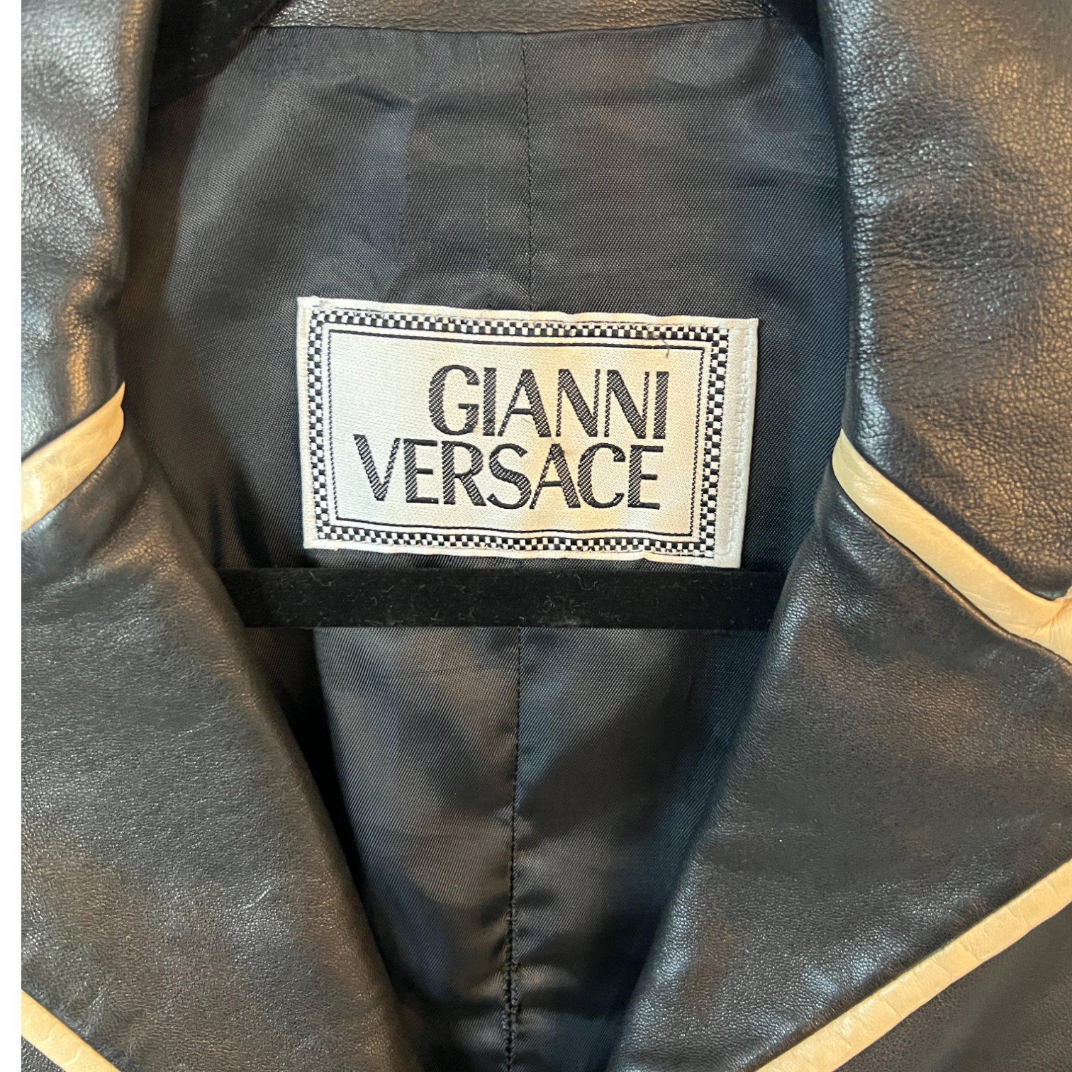 Gianni Versace Vintage Brown & Cream Lambs Leather Jacket UK 12