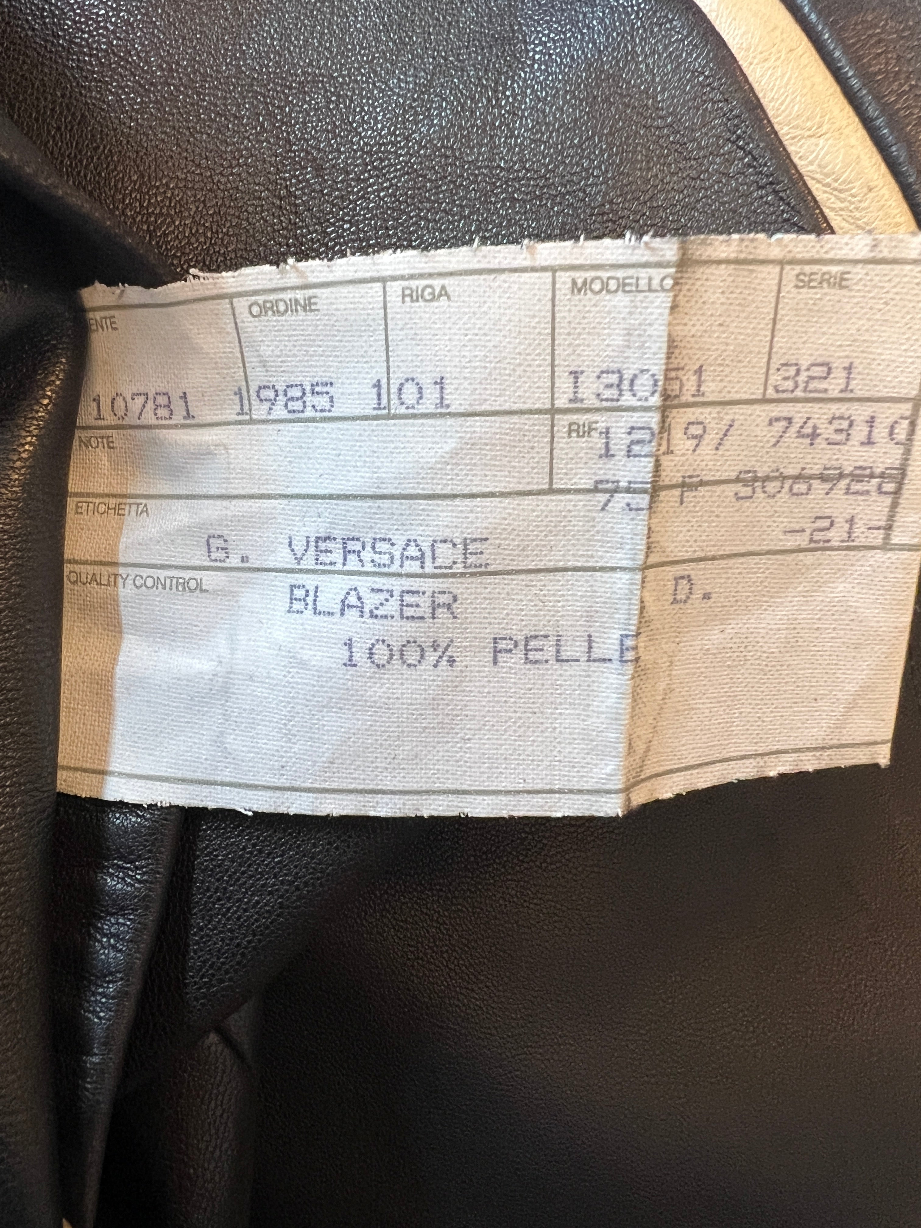 Gianni Versace Vintage Brown & Cream Lambs Leather Jacket UK 12