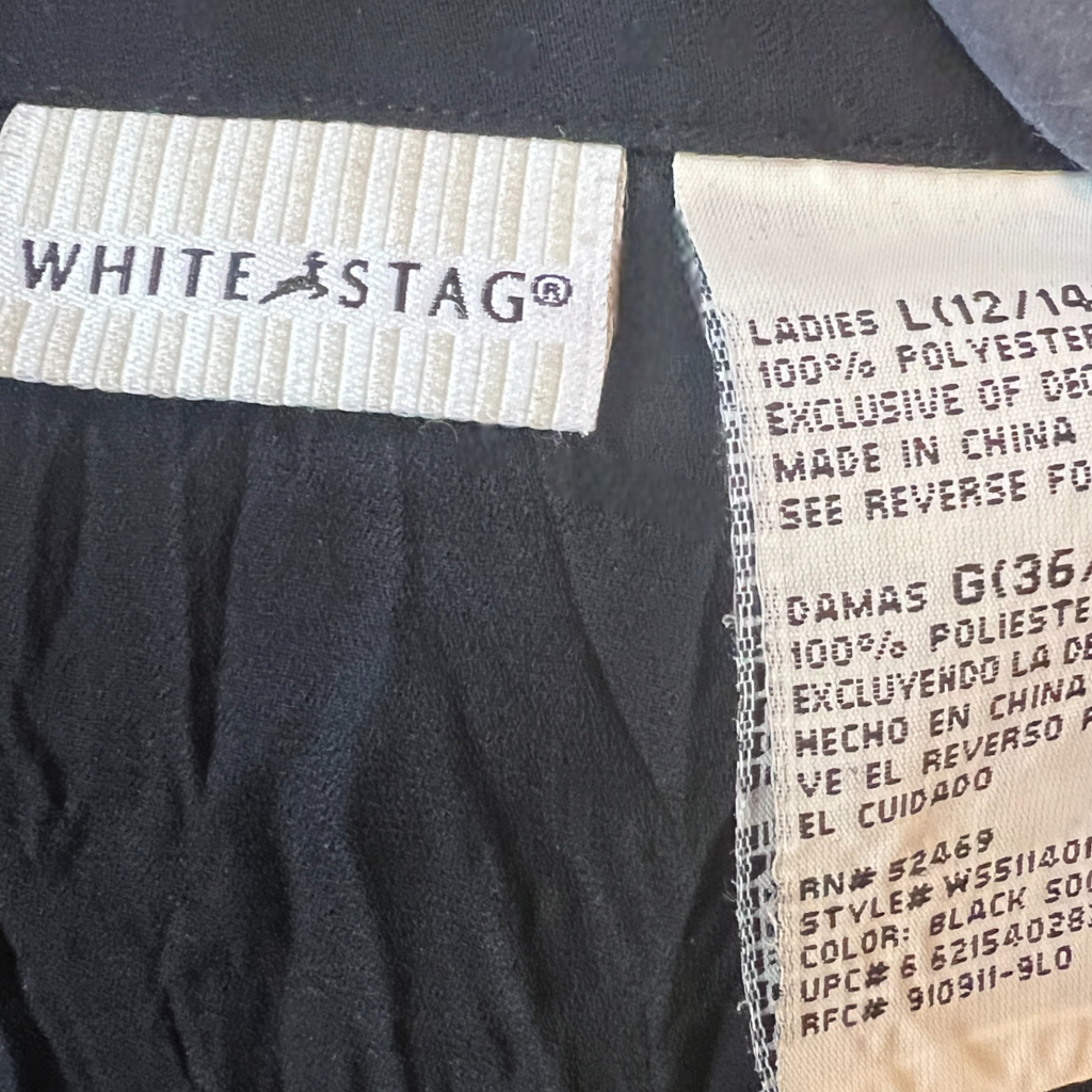 White Stag Vintage Black Chiffon Ruffle Blouse UK 12/14