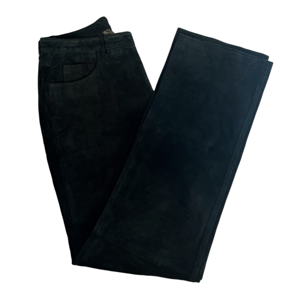 Brandon Thomas Women's Black Suede Straight Leg Trousers US 8 UK 12