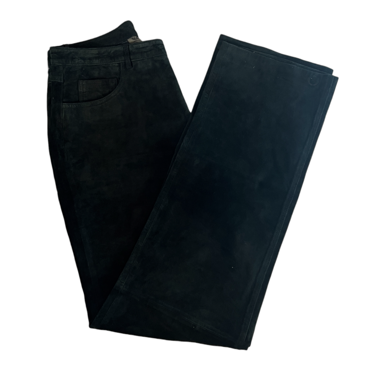 Brandon Thomas Women's Black Suede Straight Leg Trousers US 8 UK 12