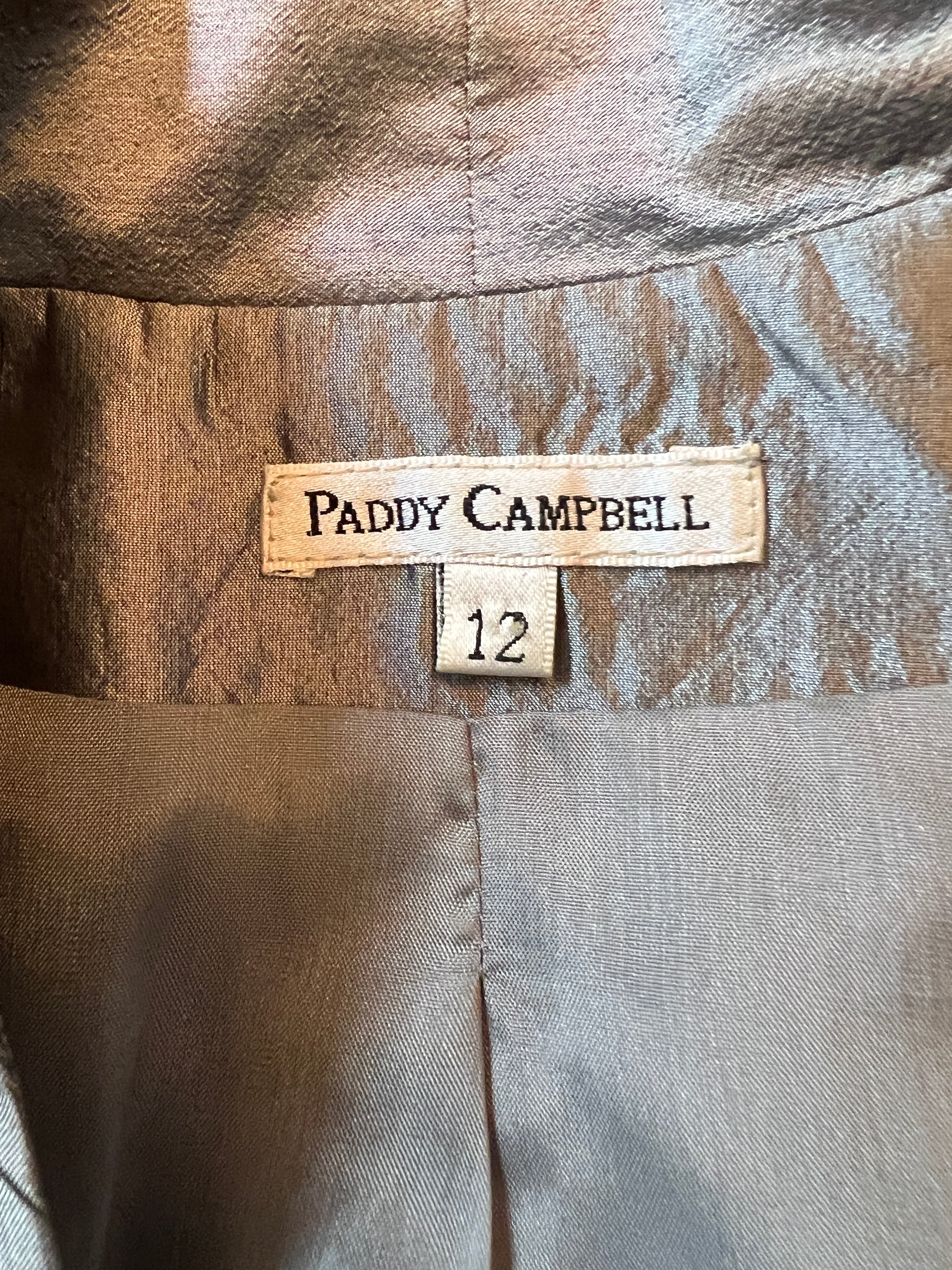 Paddy Campbell Vintage Silver Grey Silk Dress Suit UK 12