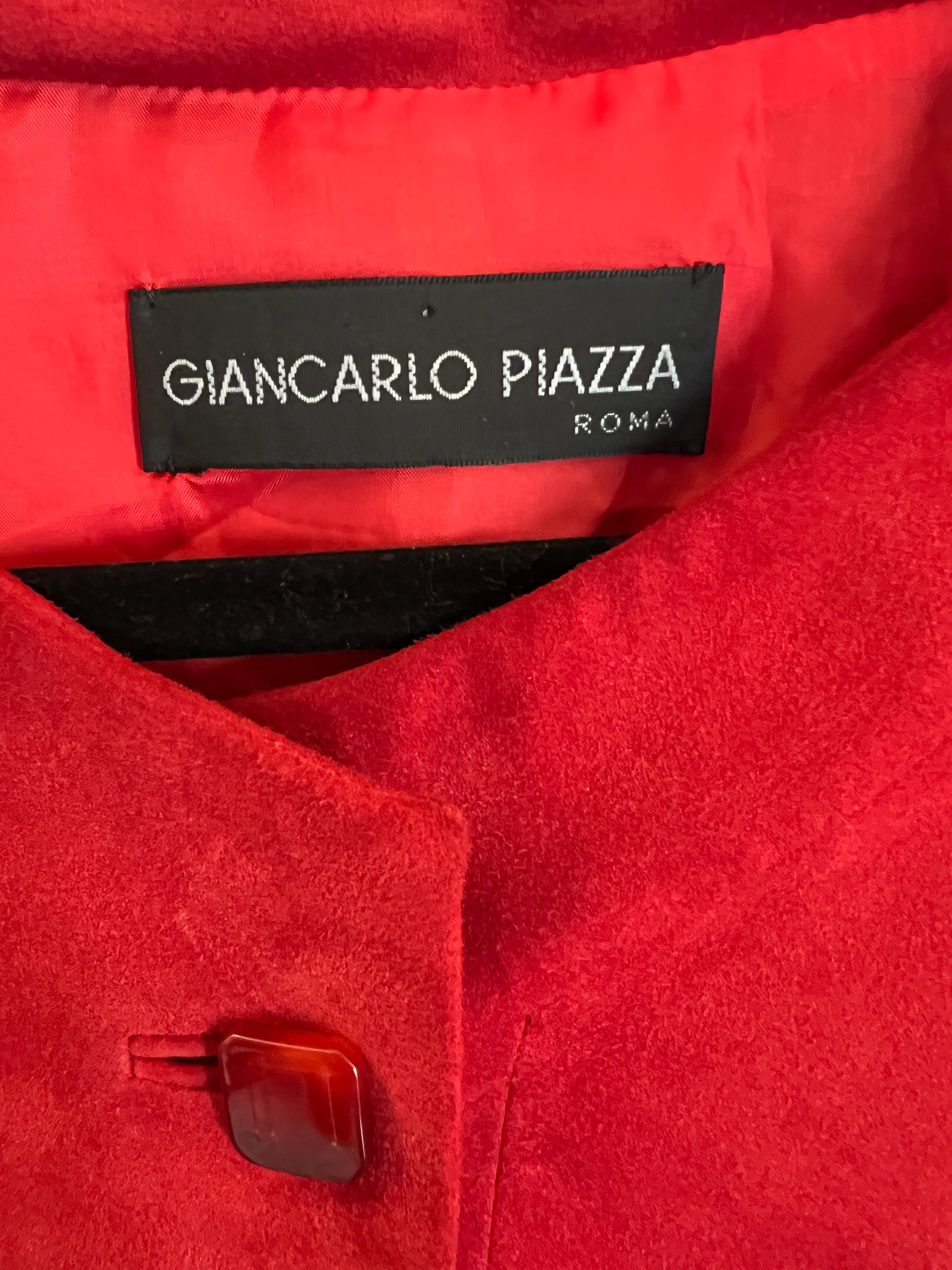 Giancarlo Piazza Roma Italian Vintage Buttersoft Red Suede Jacket UK 14