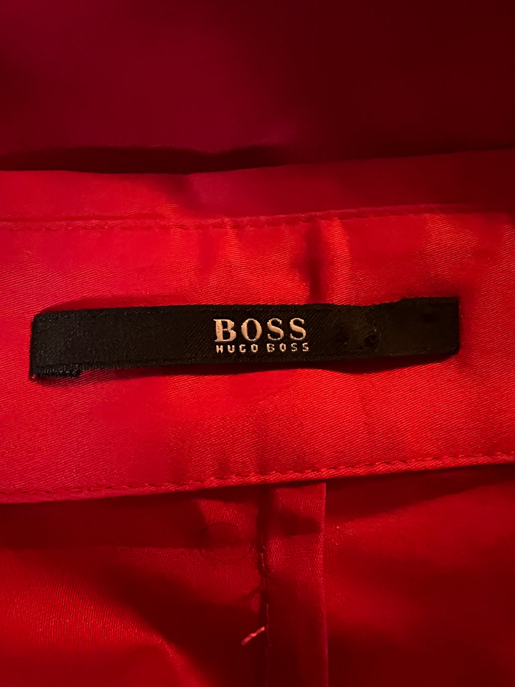 Boss Hugo Boss Red 100% Cotton Long Sleeve Shirt UK 8