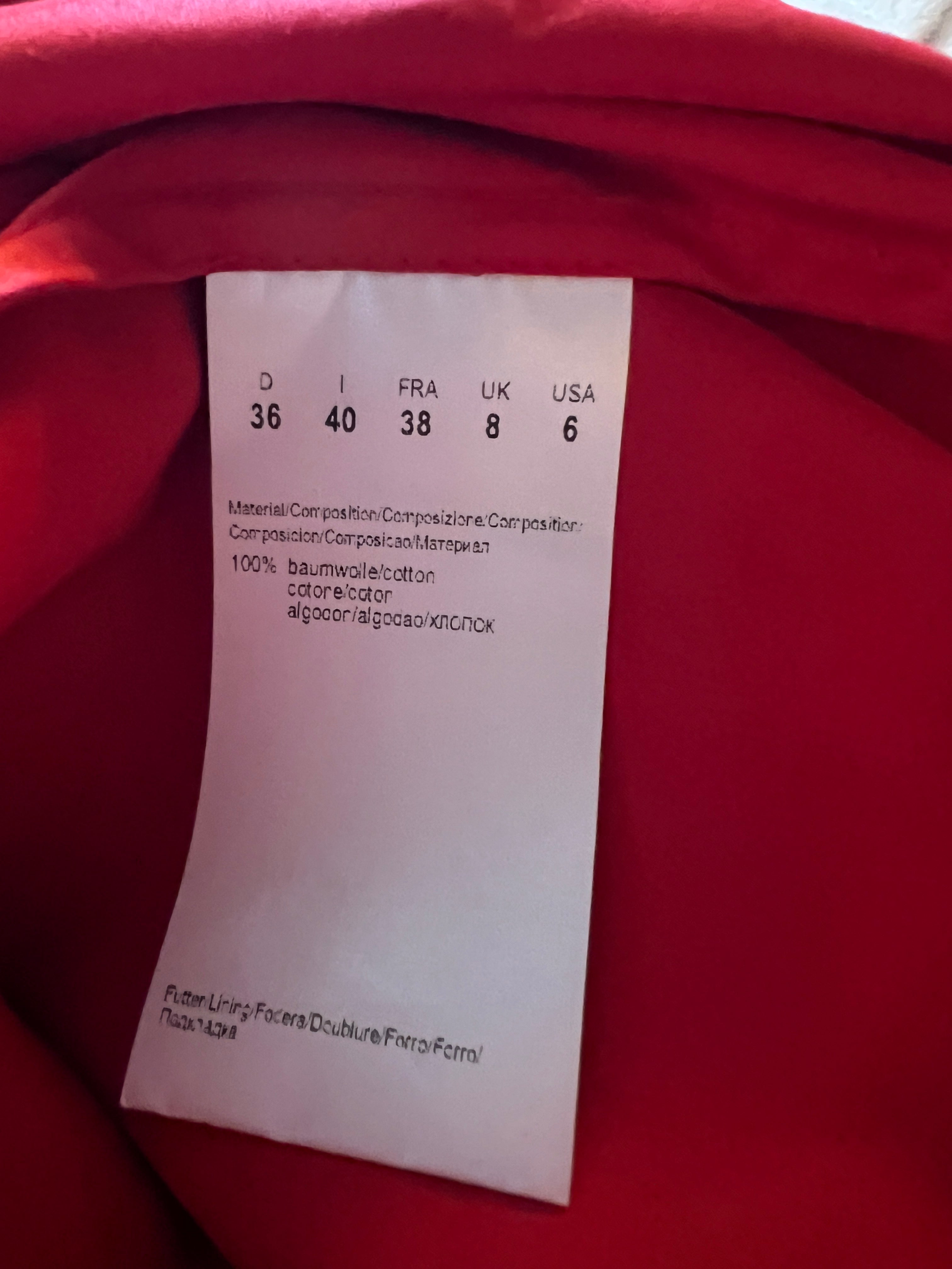 Boss Hugo Boss Red 100% Cotton Long Sleeve Shirt UK 8