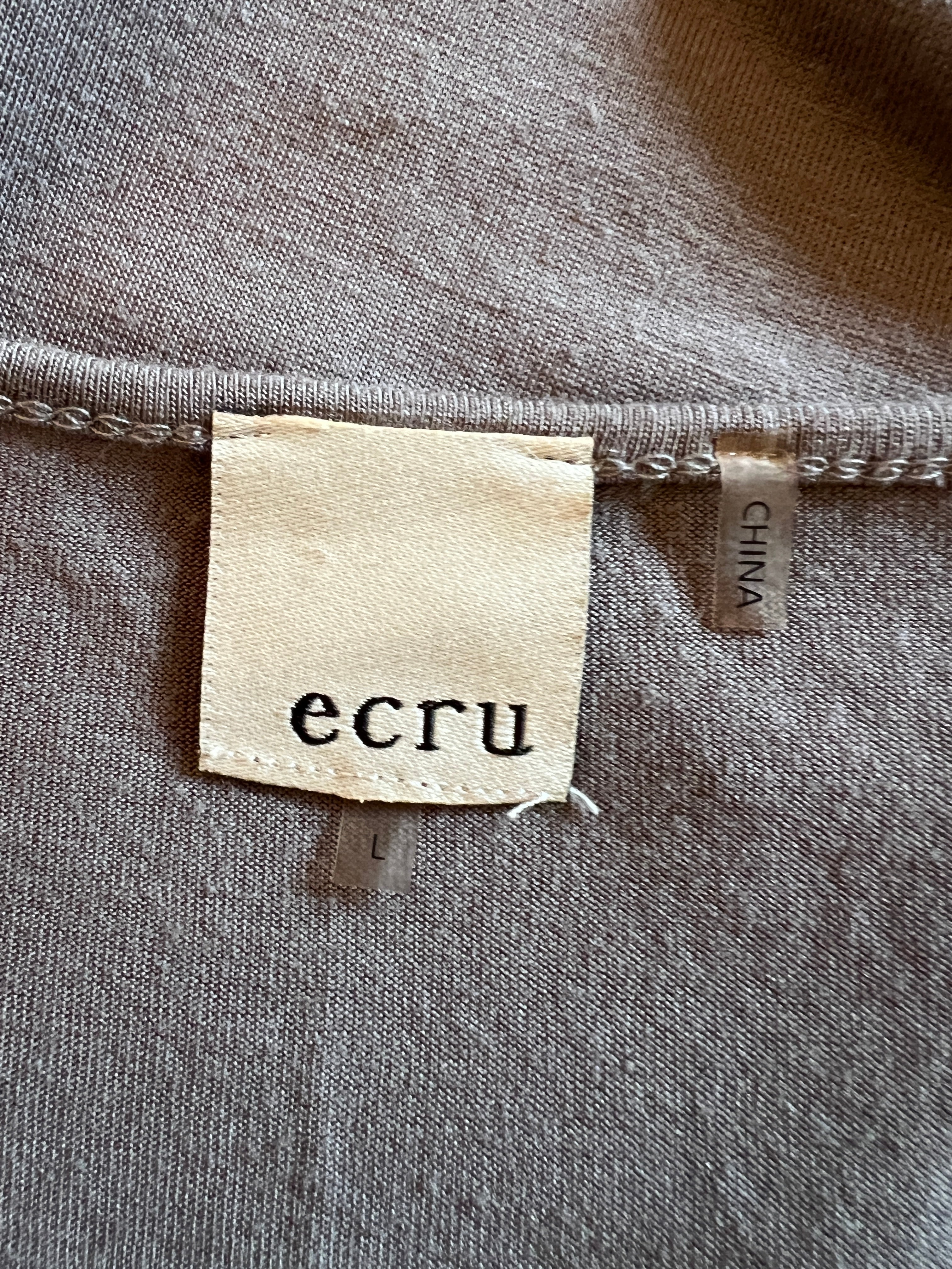 Ecru Taupe Suedette Top UK 14 | Sleeveless V-Neck Tunic