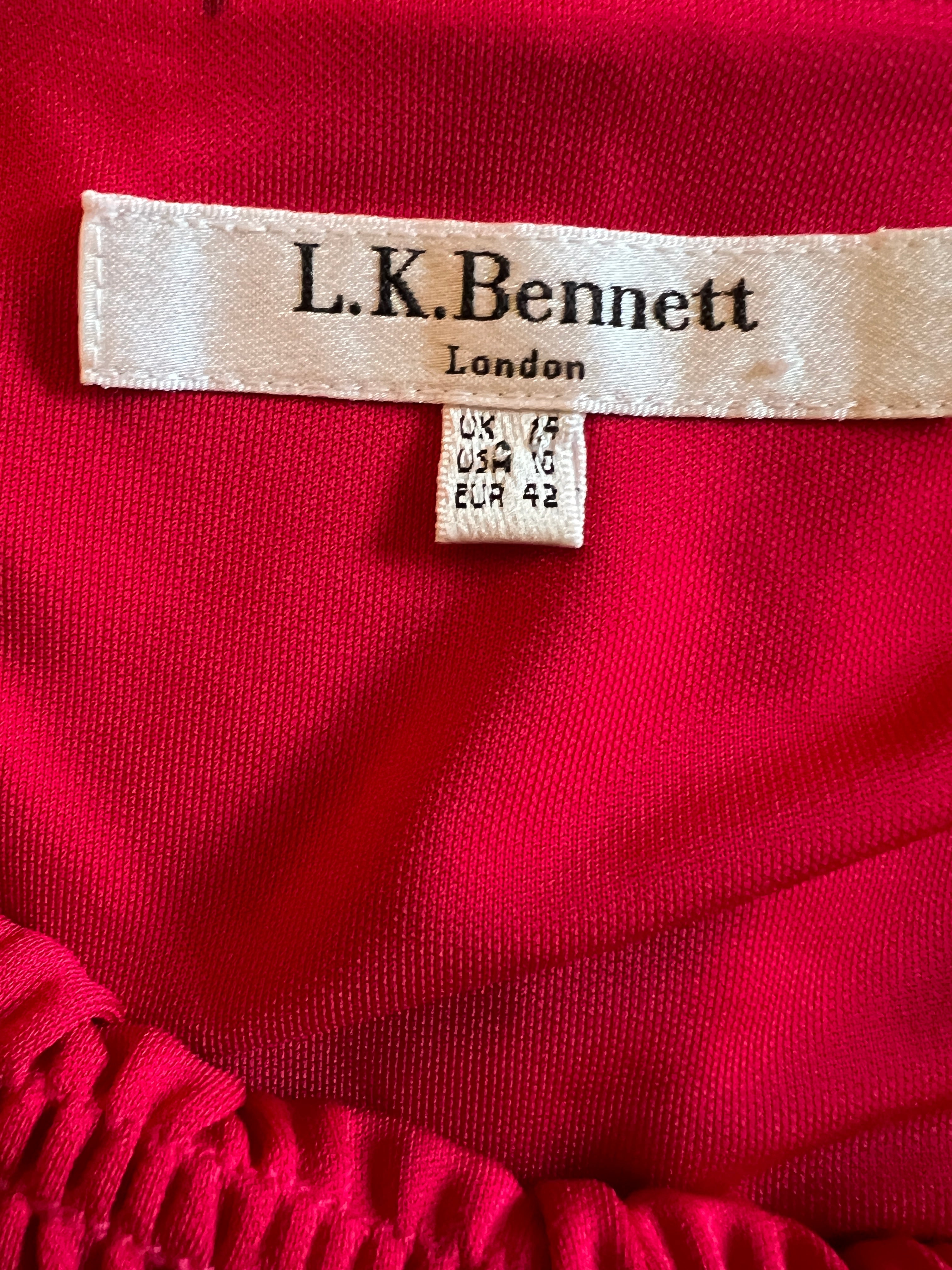LK Bennett Red Sleeveless Midi Dress UK 14