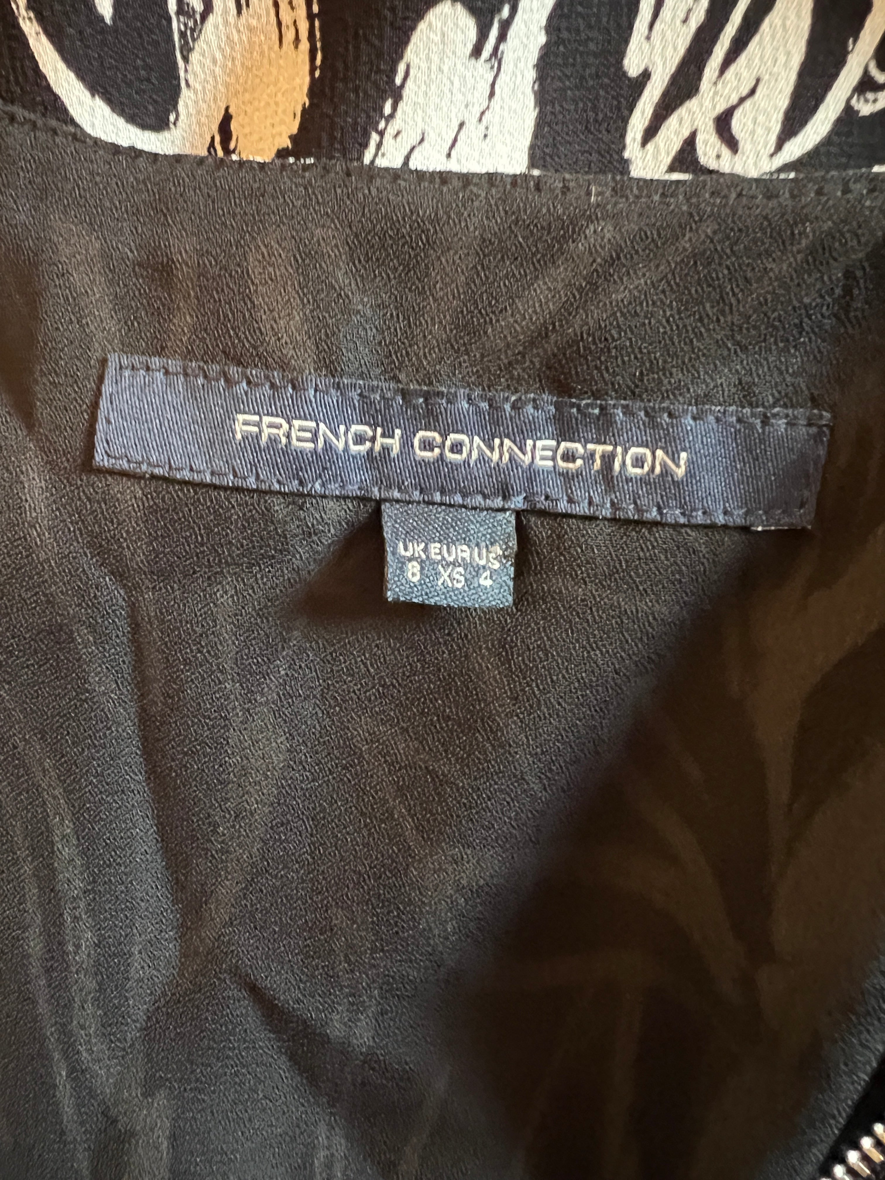 French Connection Black White Dress UK 8