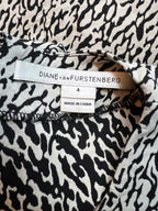 Diane Von Furstenberg Monochrome Cotton Snake Dress US 4 UK 8