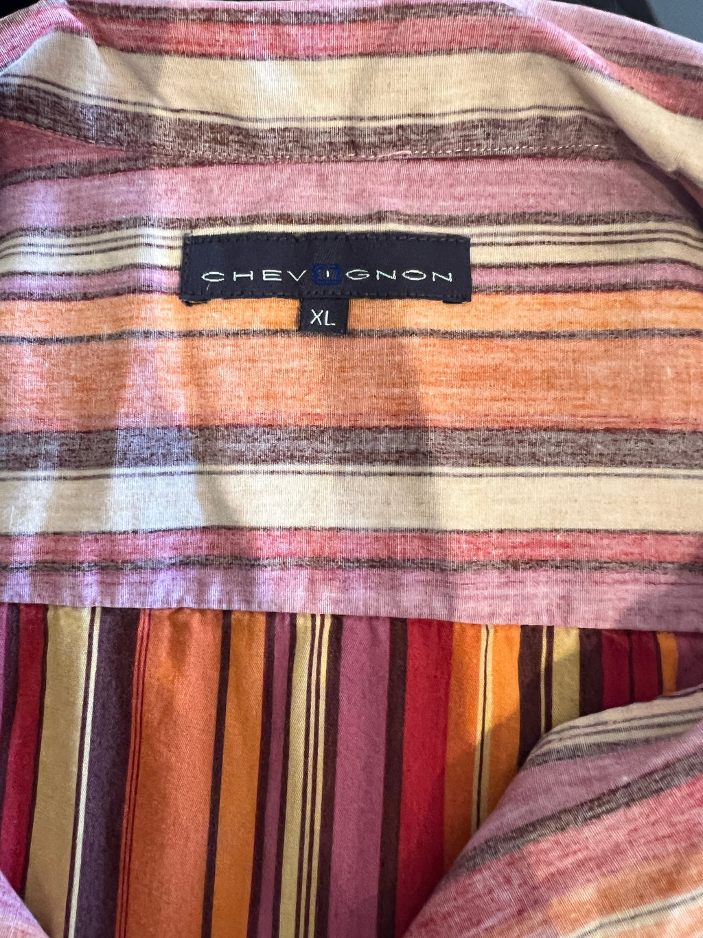 Chevignon Hawaiian Stripe Floral Camp Collar Shirt XL