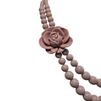 Vintage Two Strand Creamy Pink Beaded Rose Necklace
