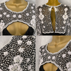 Laurence Kazar Vintage Black & White Beaded Dress 1980 UK 12