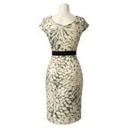 Jigsaw Ivory Gold Thread Brocade Pencil Dress UK 8
