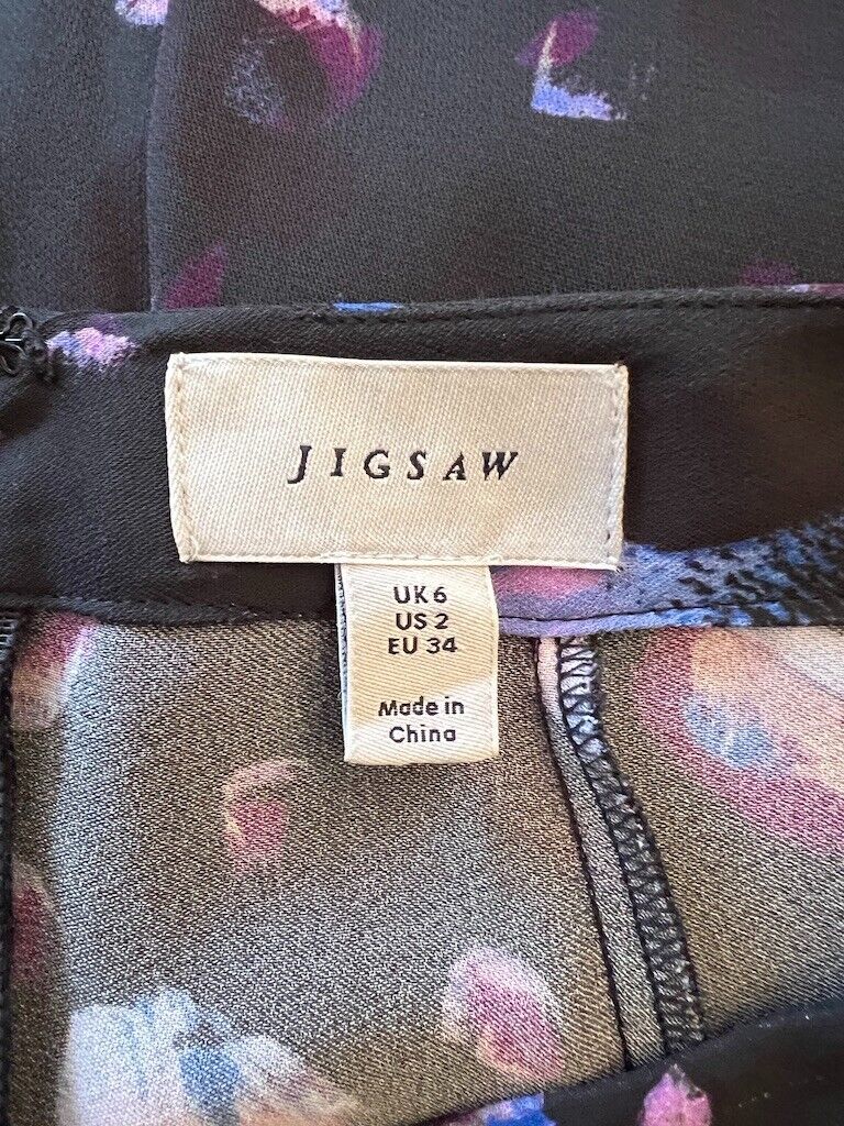 Jigsaw Navy Floral Long Sleeve Pencil Dress UK 6