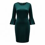 Kaleidoscope Green Velvet Bell-Sleeve Cocktail Dress UK 16