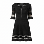 Karen Millen Black & White Crochet Knit Dress UK 8