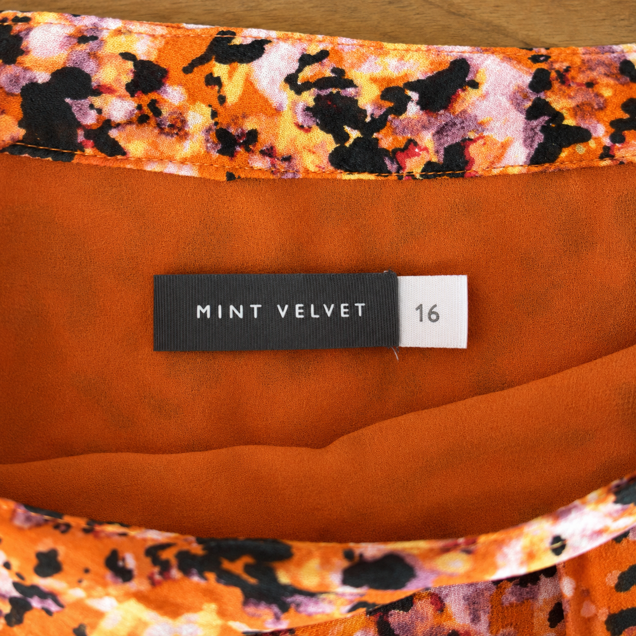 Mint Velvet Orange Printed Tiered Mini Skirt UK 16