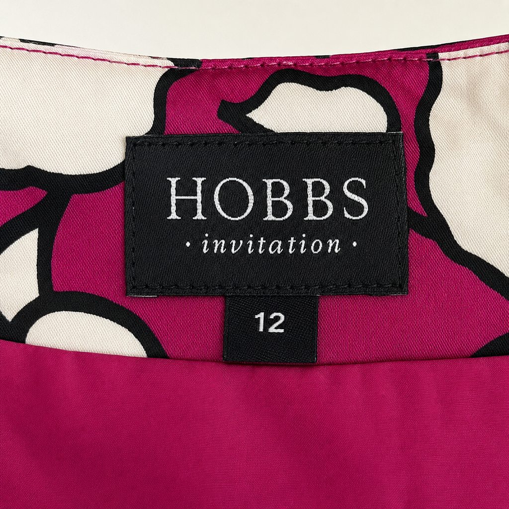 Hobbs Invitation Pink Floral Satin Occasion Dress UK 12