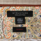 Structure Collection Men’s Geometric Cotton-Linen Shirt – Large
