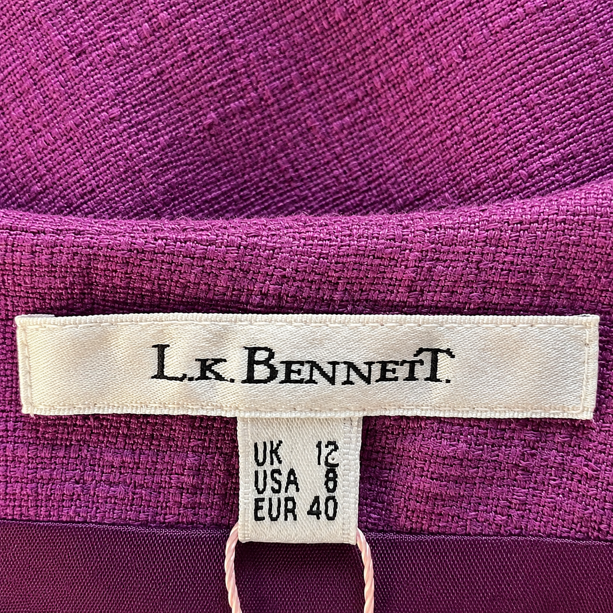 L.K. Bennett Purple Bow Waist Pencil Dress UK 12
