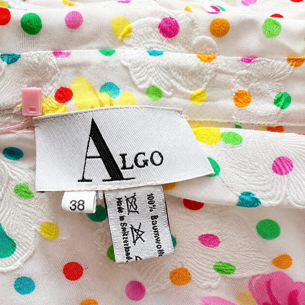 Vintage ALGO Switzerland Floral Cotton Two-Piece Trouser Suit UK 10