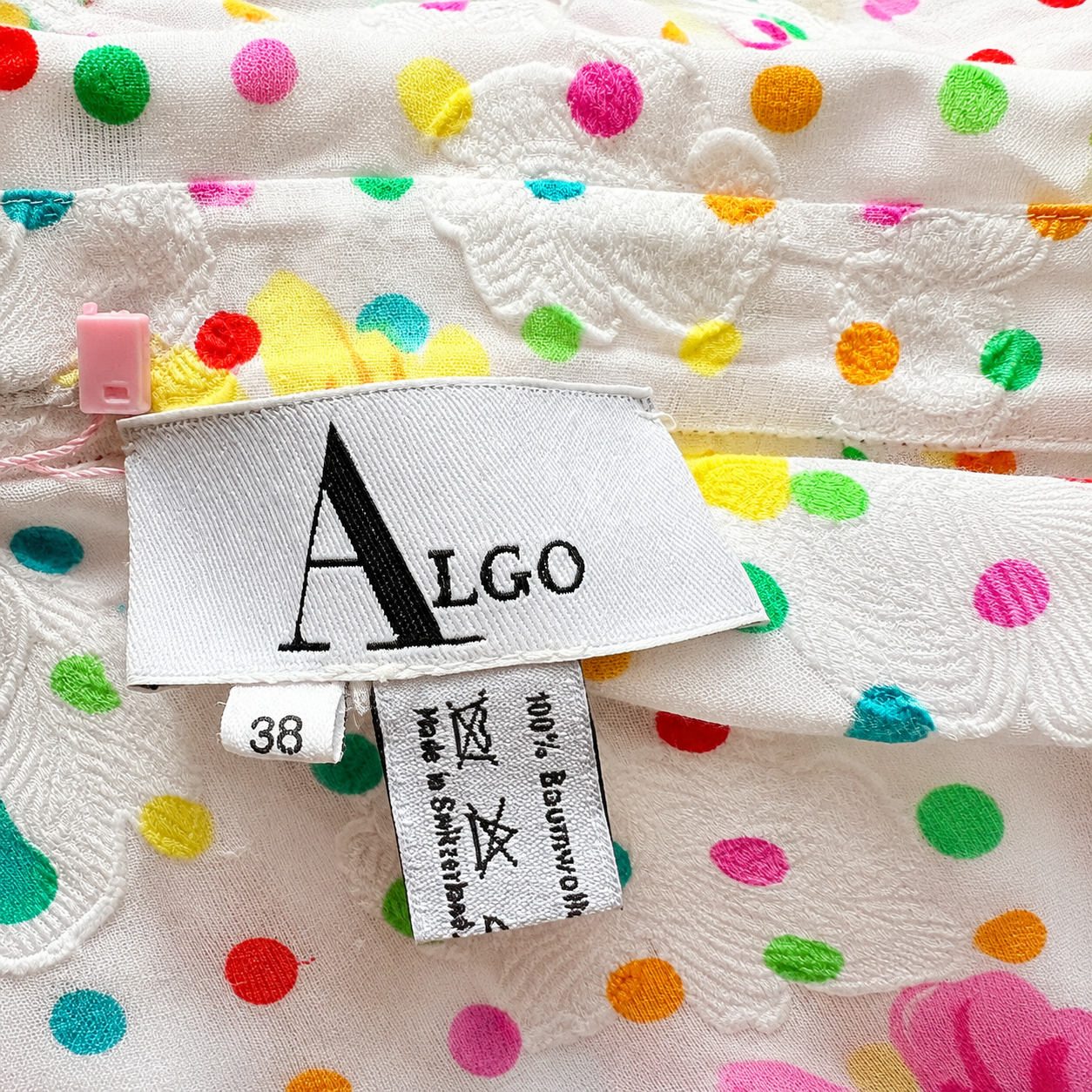 Vintage ALGO Switzerland Floral Cotton Two-Piece Trouser Suit UK 10