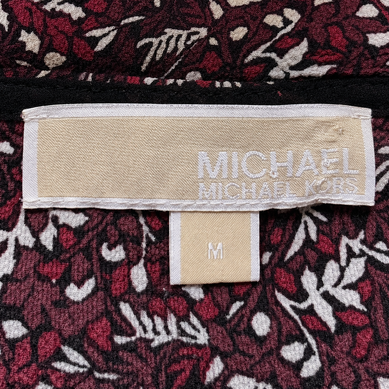 MICHAEL Michael Kors Burgundy Leaf Print Tiered Dress – UK 12
