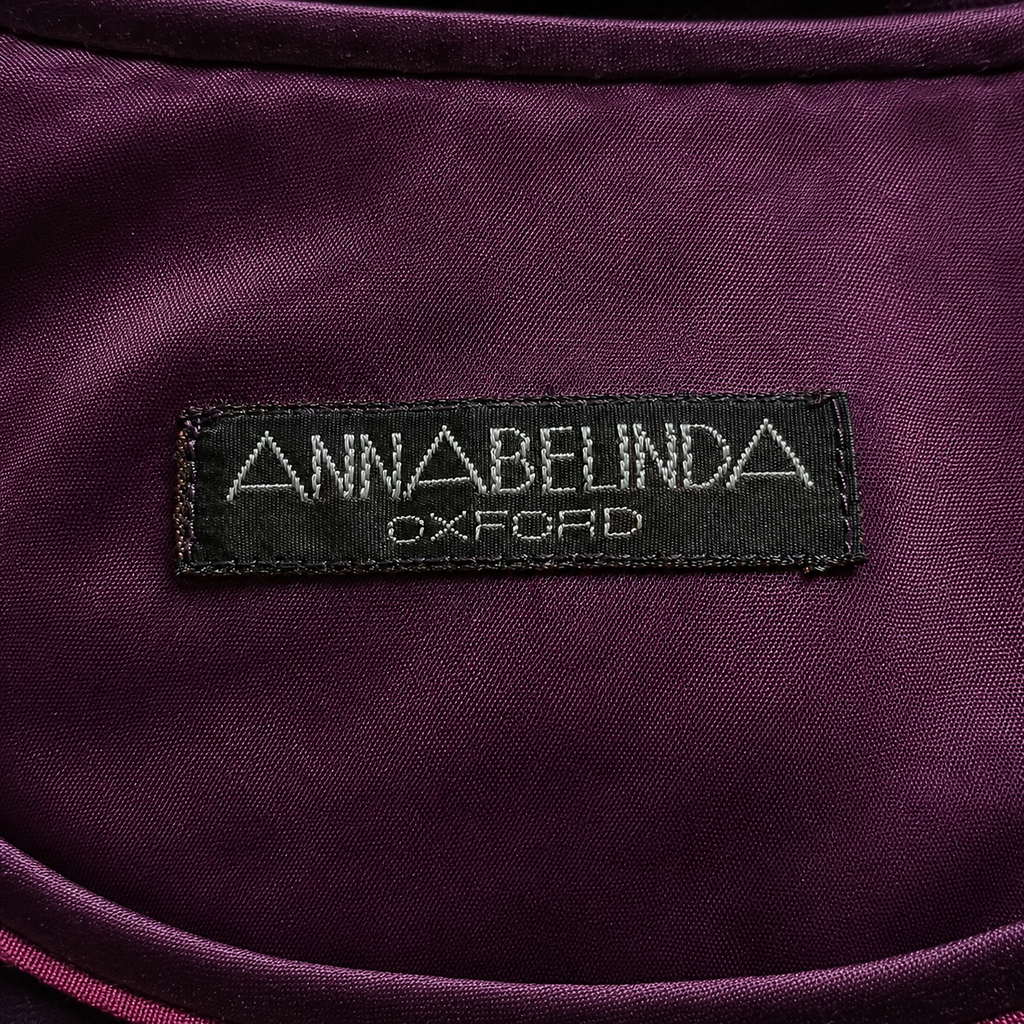 Vintage AnnaBelinda Plum Velvet Floral A-Line Dress UK 12