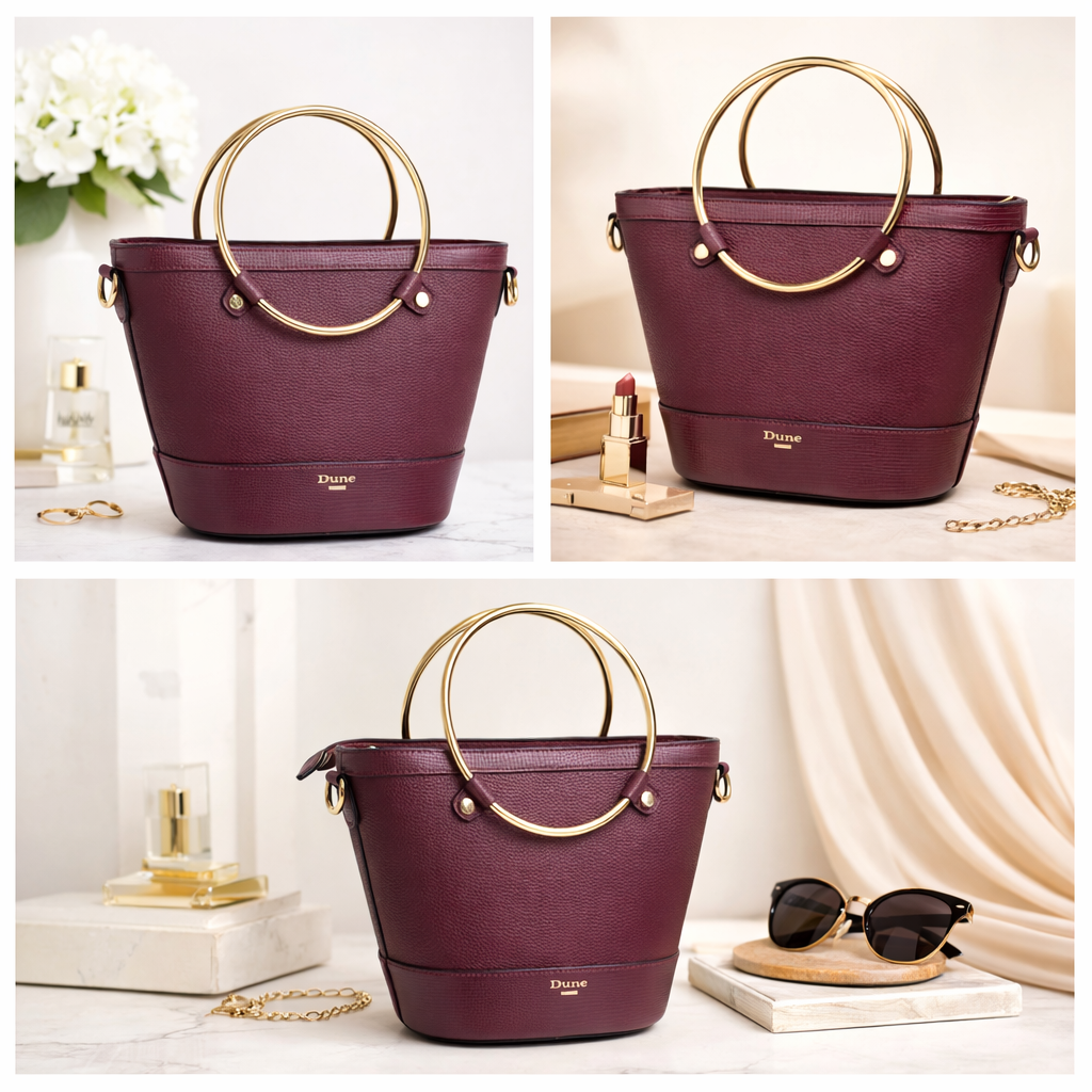 Dune Accessories Dircleo - Burgundy Circle Handle Tote NEW