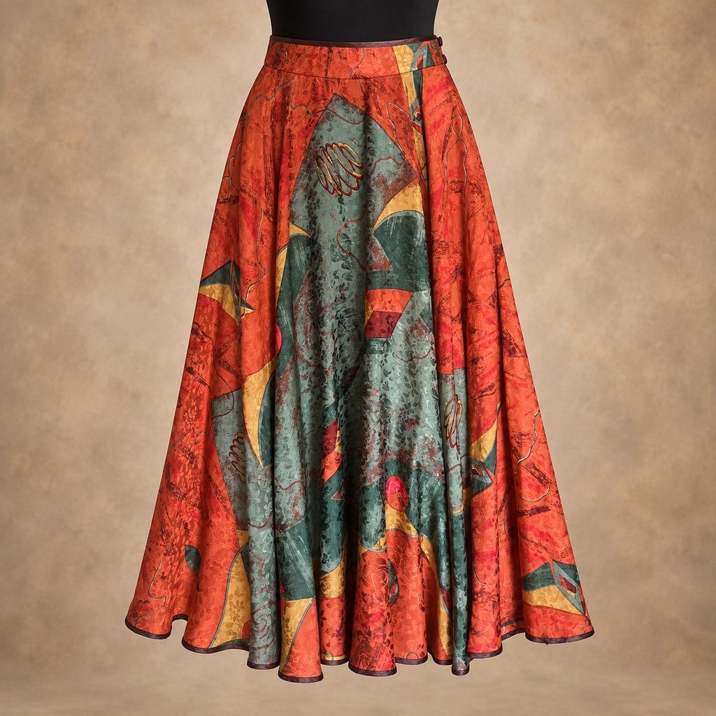AnnaBelinda Vintage Abstract Silk Jacquard Skirt UK 10