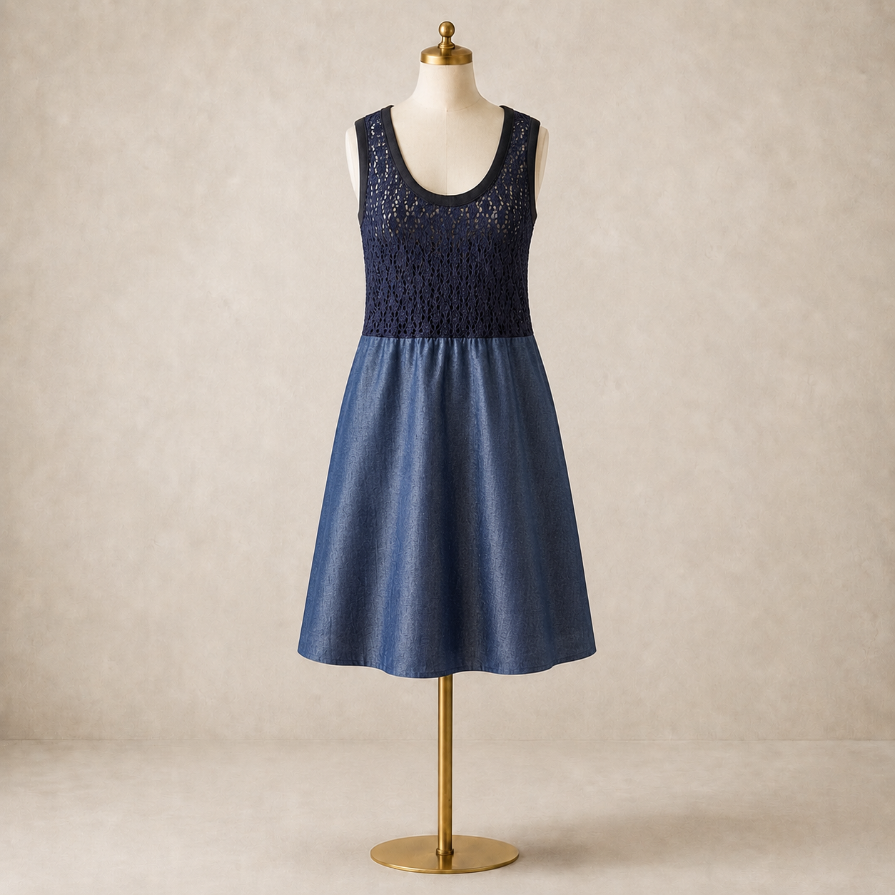Marni Crochet & Wool-Blend A-Line Dress – Navy – Size S / UK 6