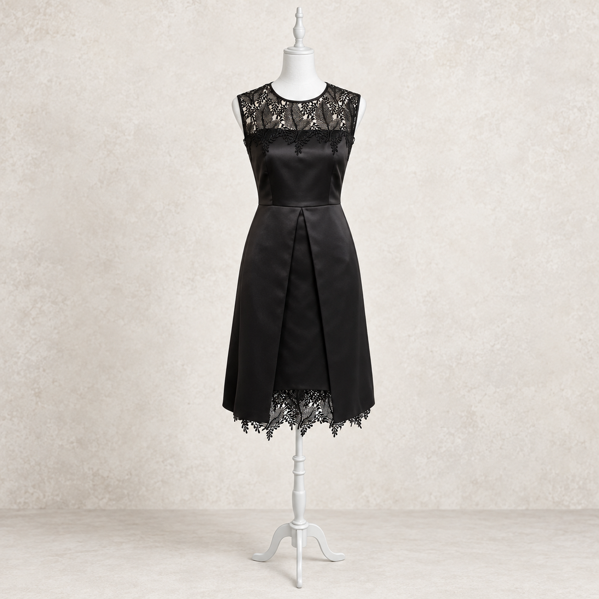 Precis Isabelle Jet Black Satin & Lace Dress UK 10 NWT