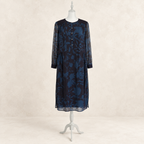 Wrap London Navy & Teal Leaf Print Dress UK 8