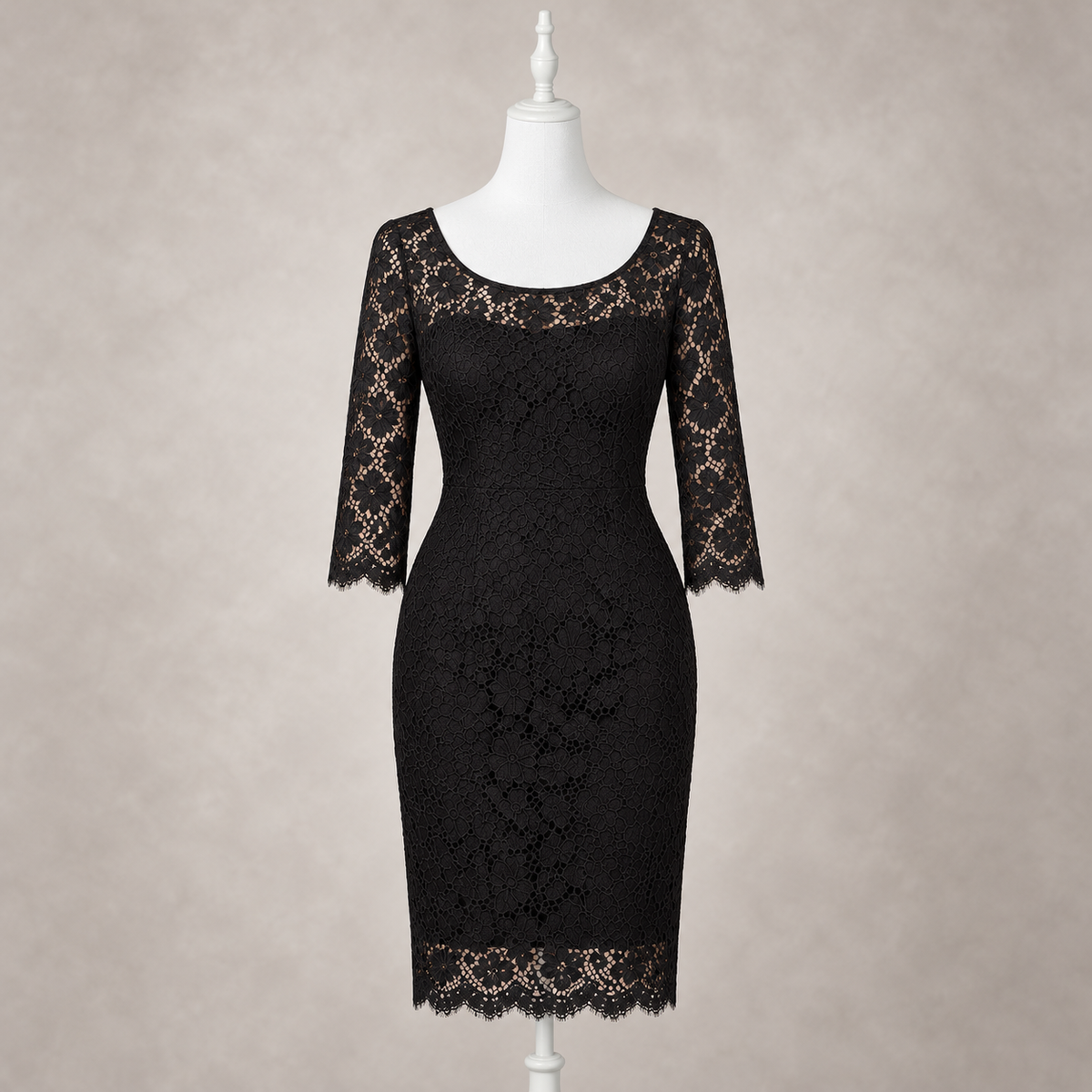 Nanette Lepore Black Lace Scallop Edge Dress US 2 UK 6