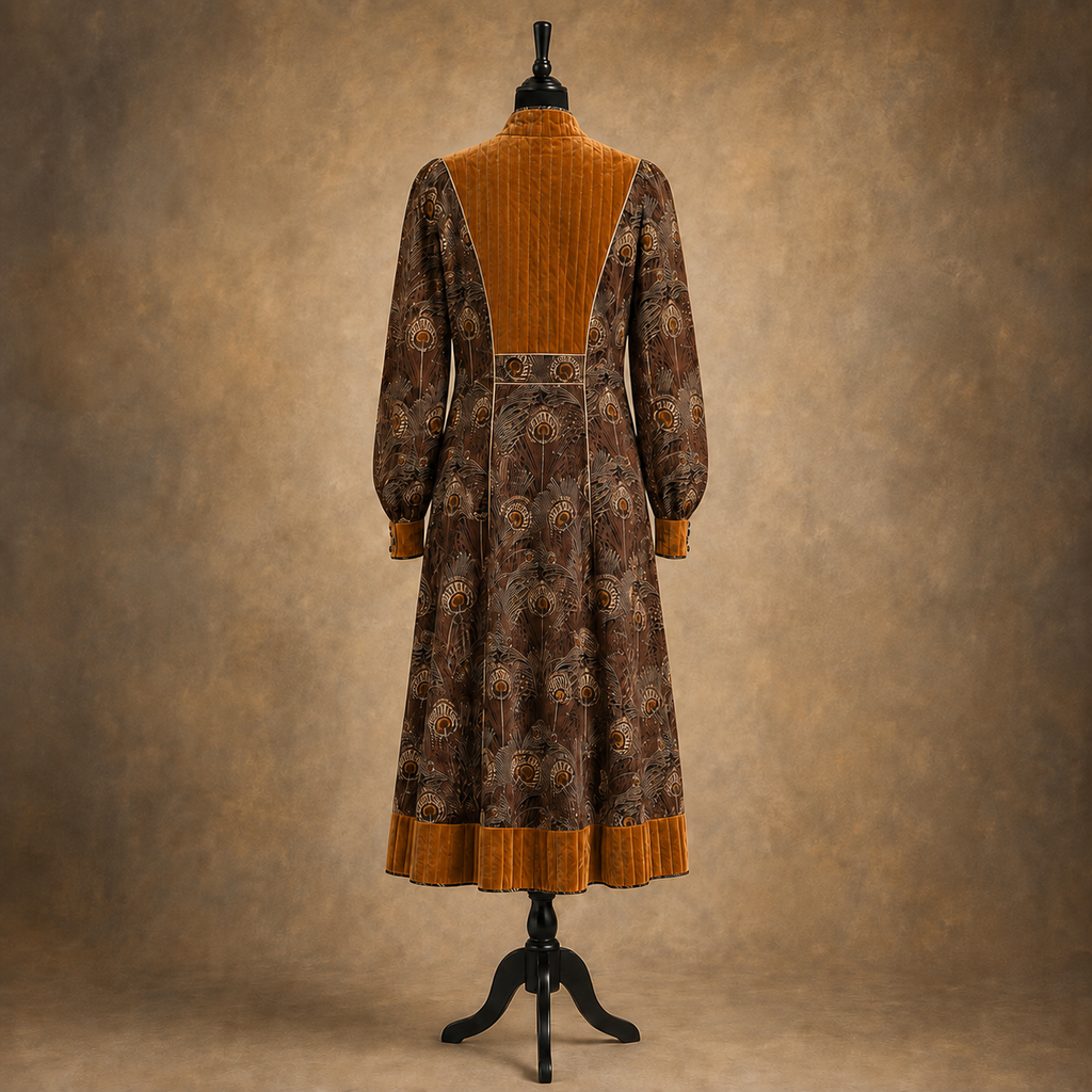 Vintage AnnaBelinda Peacock Feather & Velvet Dress – UK 10/12