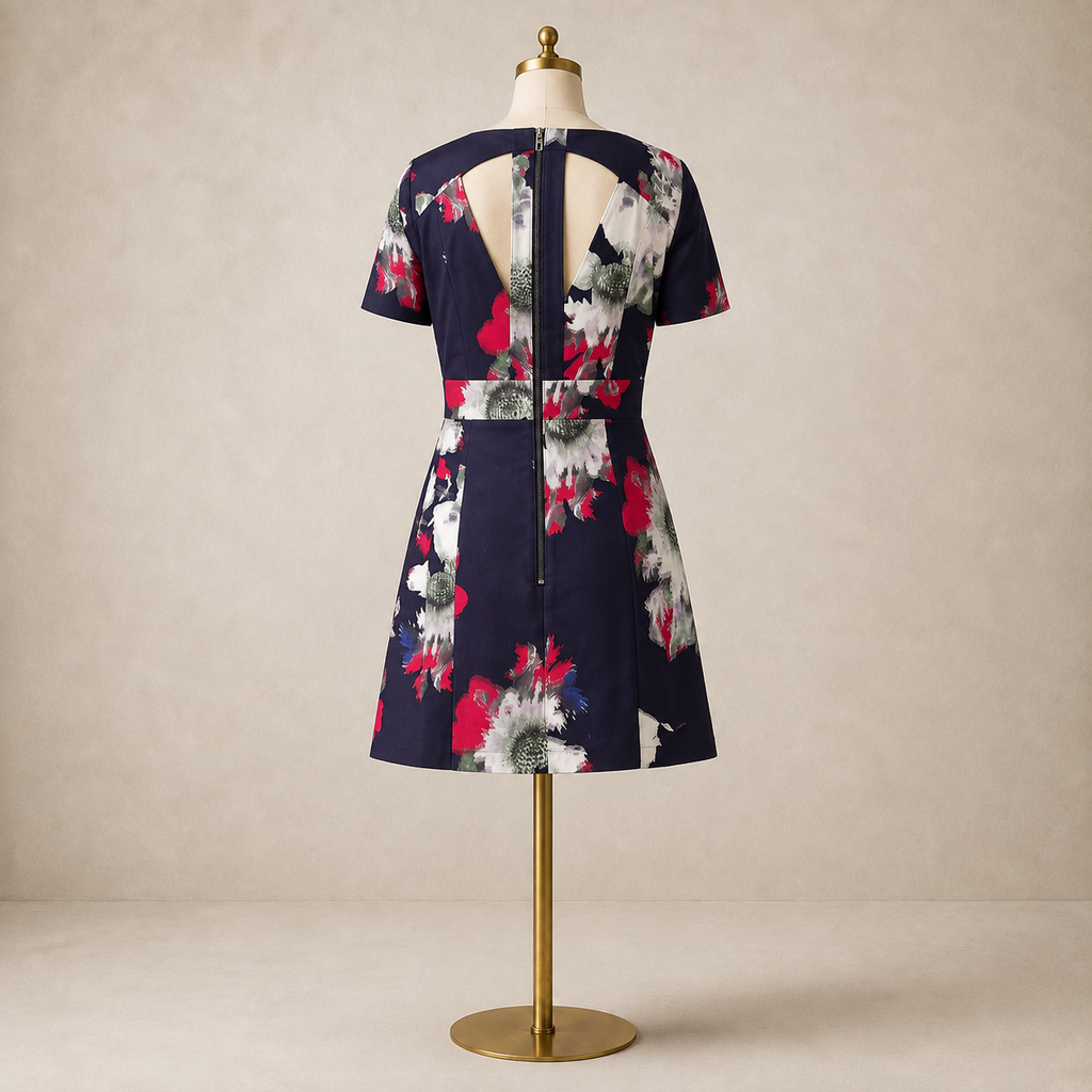 French Connection Floral Cut-Out Mini Dress UK 8