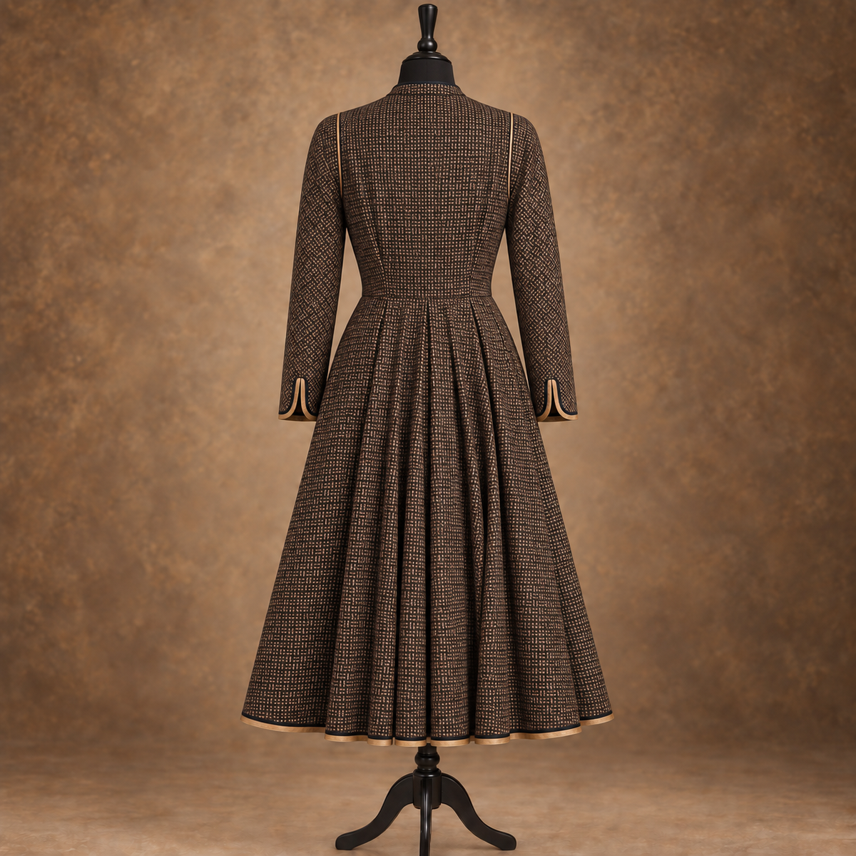 AnnaBelinda Vintage Brown & Bronze Wool Silk Dress UK 14/16 Unworn