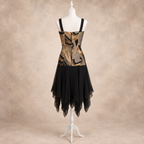 Vintage 1980s Black Metallic Chiffon Cocktail Dress & Jacket UK 8